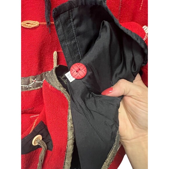 90s Orvis Cotton Tapestry Funky Artsy Jacket Red Tribal Button Up Women’s Large - Picture 14 of 15